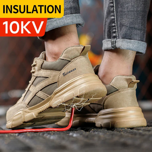 Insulation 10KV Safety Shoes Men Anti-smash Breathable Electrician Welding Work Boots Puncture-Proof Male Footwear