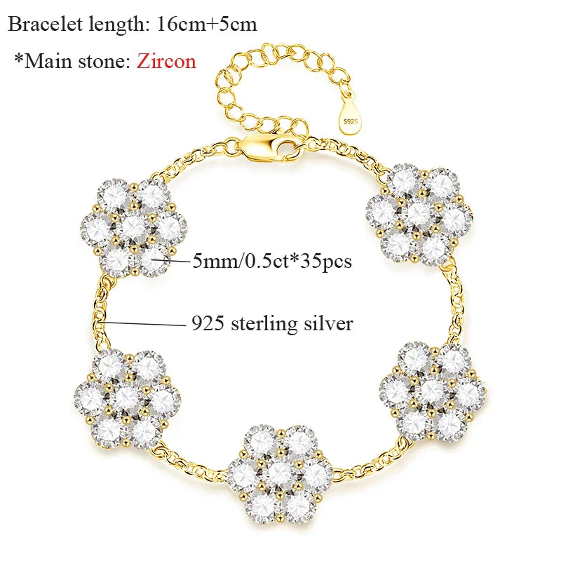 5MM Total 17.5 Carat D Color Full Moissanite Bracelets 100% 925 Sterling Silver Sparkling Wedding Hand Chain Fine Jewelry