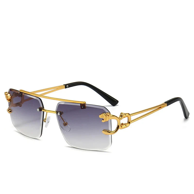 Sunglasses Leopard Head Gothic Sunglasses Retro Luxury Brand Metal Men Eyewear