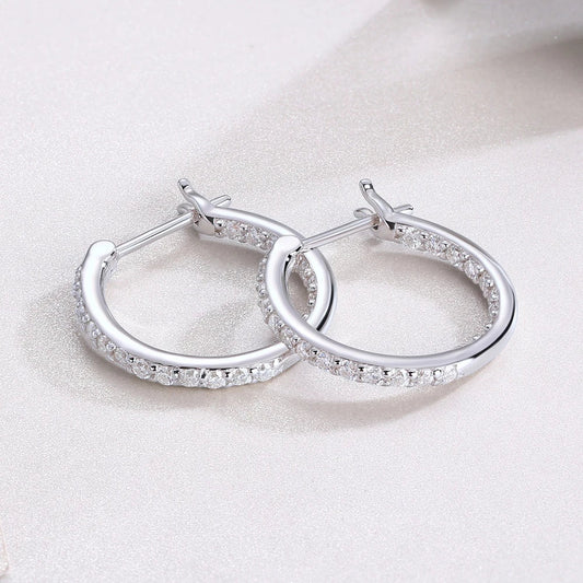 2mm D Color Moissanite Earring s925 Silver Plated 18k White Gold with GRA Certificates Wedding Hoop Earrings for Women