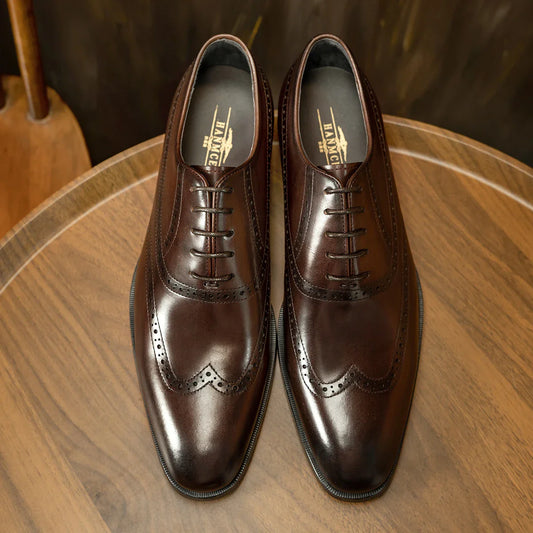 Men Casual Dress Shoes Patchwork Oxford Genuine Leather Formal Shoes for Male Party Dinner British Footwear