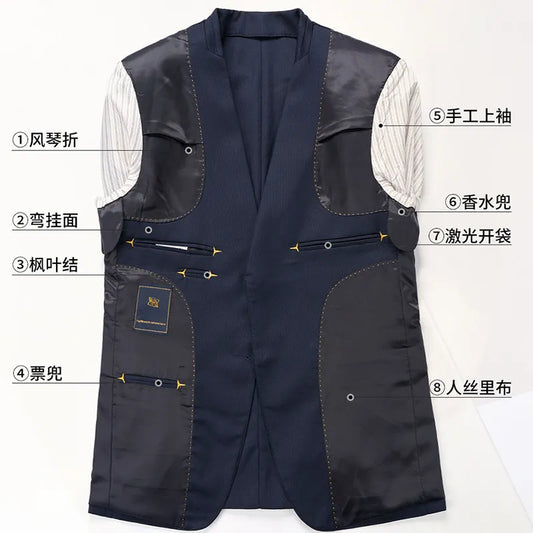 High-end men's wedding party casual suit set - a stylish and fashionable two-piece set for business and casual wear.