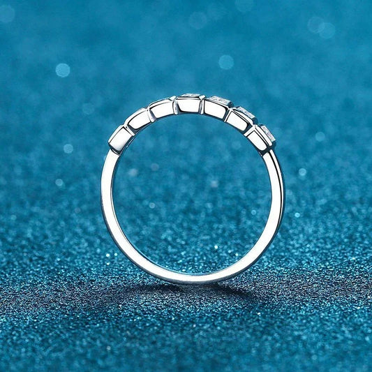 All Princess Cut Moissanite Ring for Women 925 Sterling Silver Rings with White Gold Plated Wedding Proposal Promise Band
