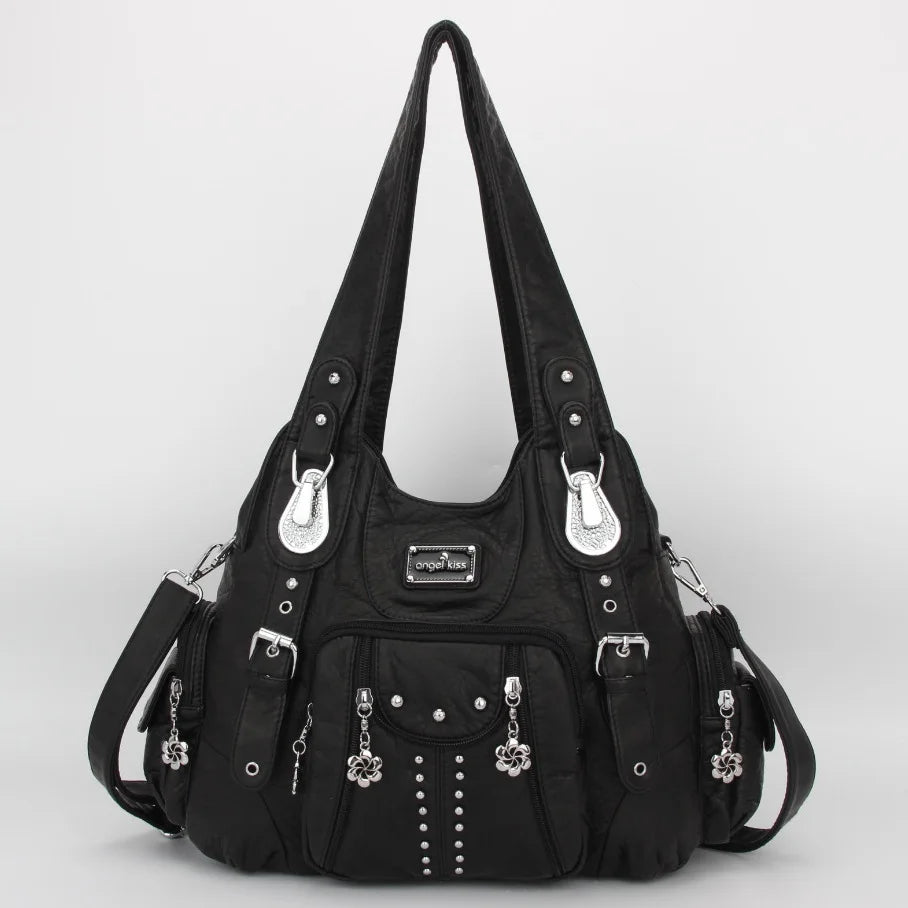 Vintage Bag Women Fashion Handbags PU Leather Shoulder Bags Female Satchel Big-capacity Shoulder Purse Bag bolsa feminina