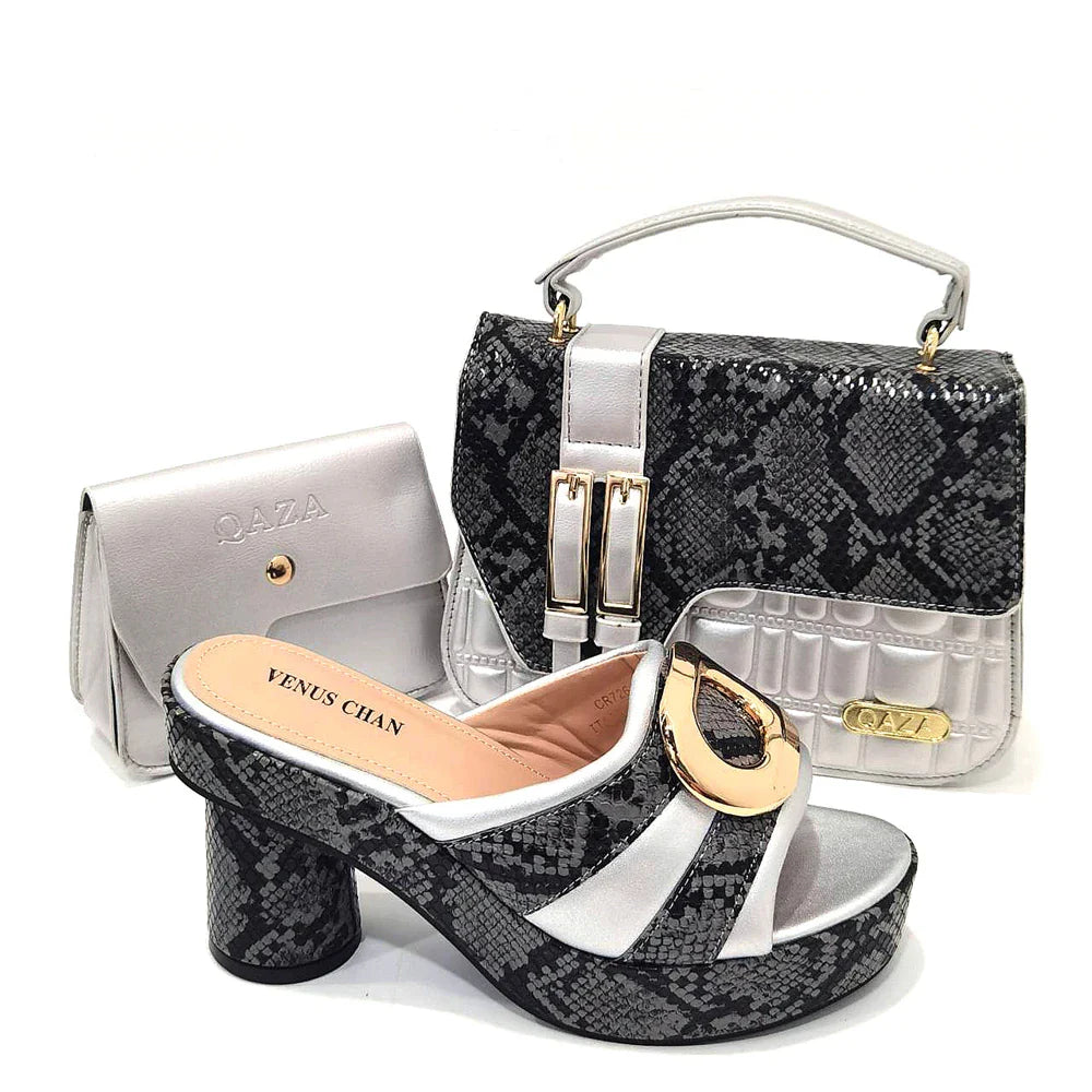 Design Retrô! Conjunto de Três Peças Bolsa de Couro Envernizado na Cor Pêssego Com Laço Para Mulheres, Sapatos Clássicos de Salto Alto