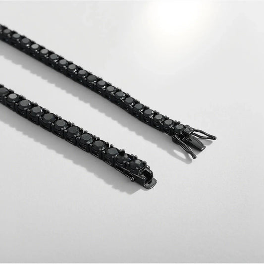 TY 3mm 4mm Black Moissanite Tennis Bracelet Full Diamond 925 Sterling Silver Plated 18k Hiphop Bracelets for Women Man