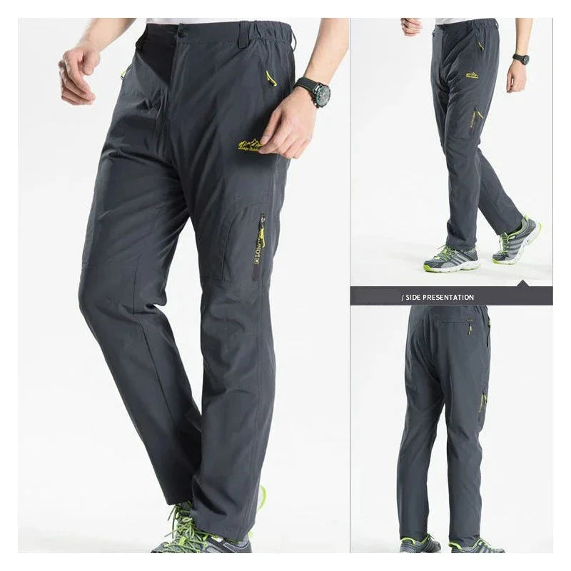 Summer Quick Dry Hiking Pants Men Stretch Waterproof Tactical Pants Zipper Pockets Trousers Lightweight Fishing Pants