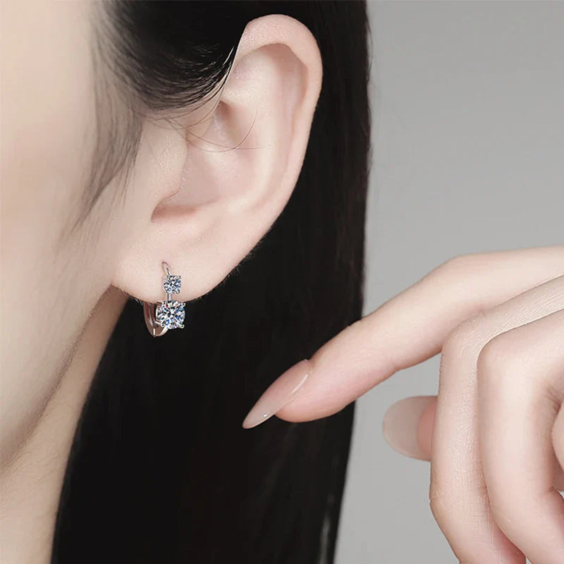 D Color Moissanite Hoop Earrings for Women 925 Sterling Silver with White Gold Plated Wedding Huggie Earring Jewelry