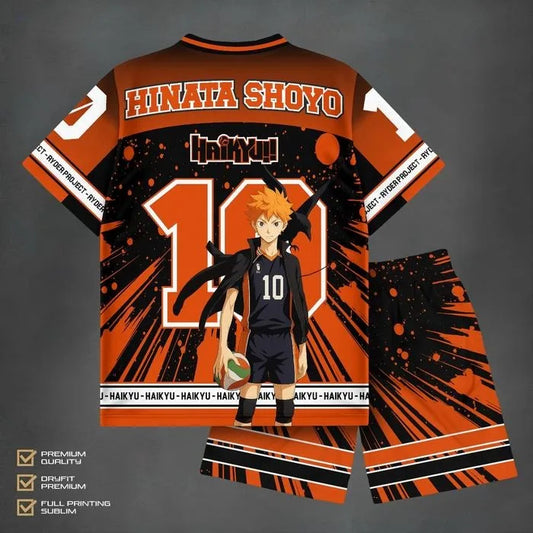 Bandai Shoyo Hinata Athleisure Set Haikyū!! Anime Allover Print Adult Kids T-Shirt & Shorts Summer Quick-dry Soft Lightweight