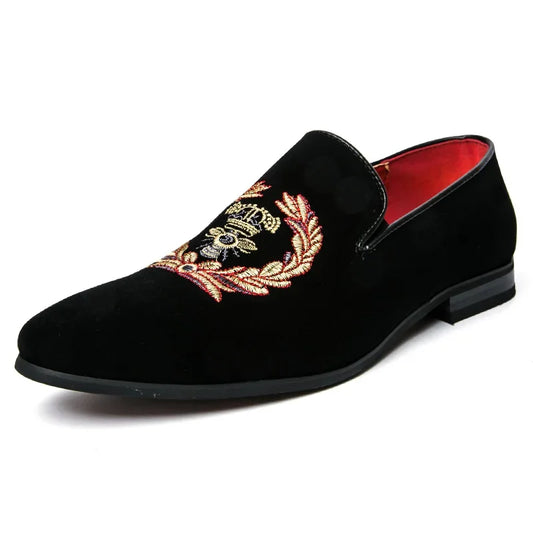 Mocassins Masculinos de Camurça com Bordado Sapatilhas Casuais Masculinas com Estampa Sapatos Oxfords Masculinos para Festa Dirigir Flats Tamanho Europeu 38-45