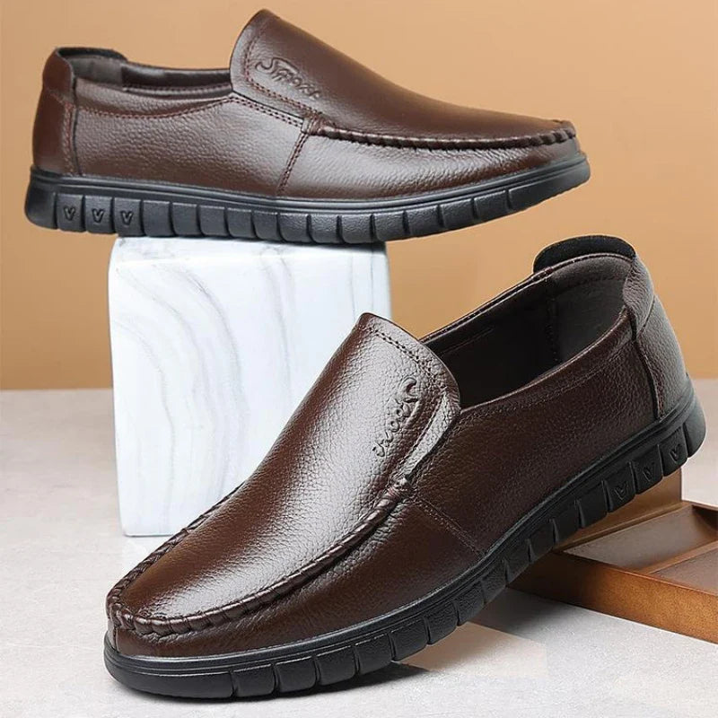Men's Loafers Top Layer Cowhide Comfortable Soft Bottom Anti-slip Wear-resistant Casual Leather Shoes-8823
