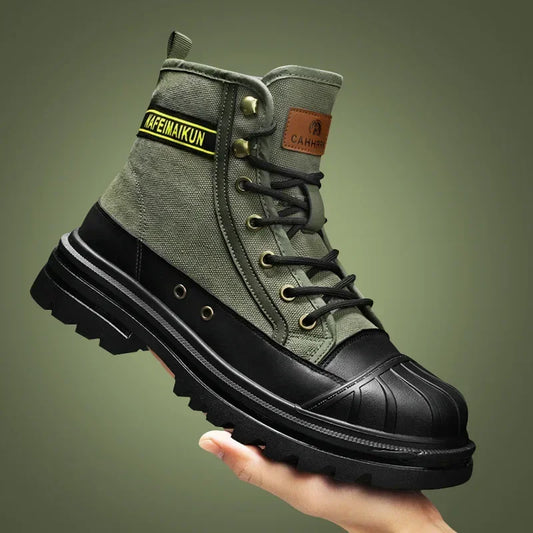 Men's Shoes Autumn and Winter Breathable High-top Boots Heightened Thick-soled All Match Canvas Casual Shoes Mens Boots