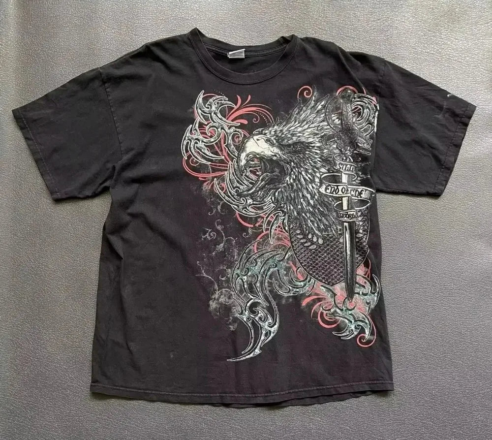 European and American men's summer skull print comfortable and breathable round neck T-shirt outdoor street fashion top
