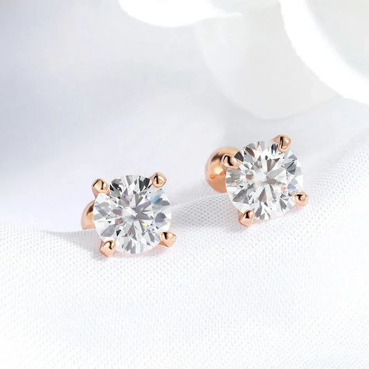 0.5CT 1CT 2CT Certified Moissanite Stud Earrings for Women Sparkling D Color Lab Diamond 100% 925 Sterling Silver Jewelry
