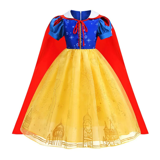 New Short-Sleeved Fluffy Lace Orange Dress For Girls Cosplay Princess Cute Dress + Cloak + Accessories Set Birthday Gift