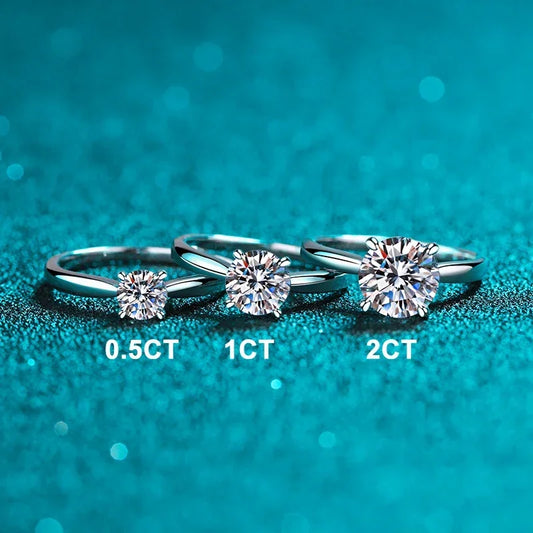 2ct Moissanite Engagement Ring for Women S925 Sterling Silver with Gold Plated Lab Diamond Promise Wedding Band Jewelry
