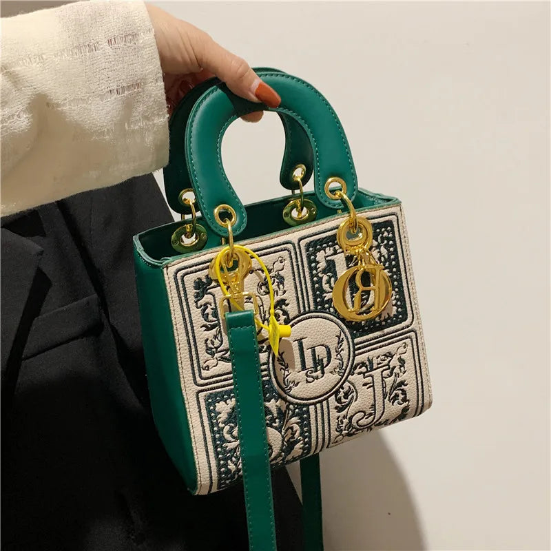 Fashion Top-Handle Bag for Ladies Elegant Handbag with Royal Embroidery Design Versatile Crossbody Style Women Handbags Hand Bag