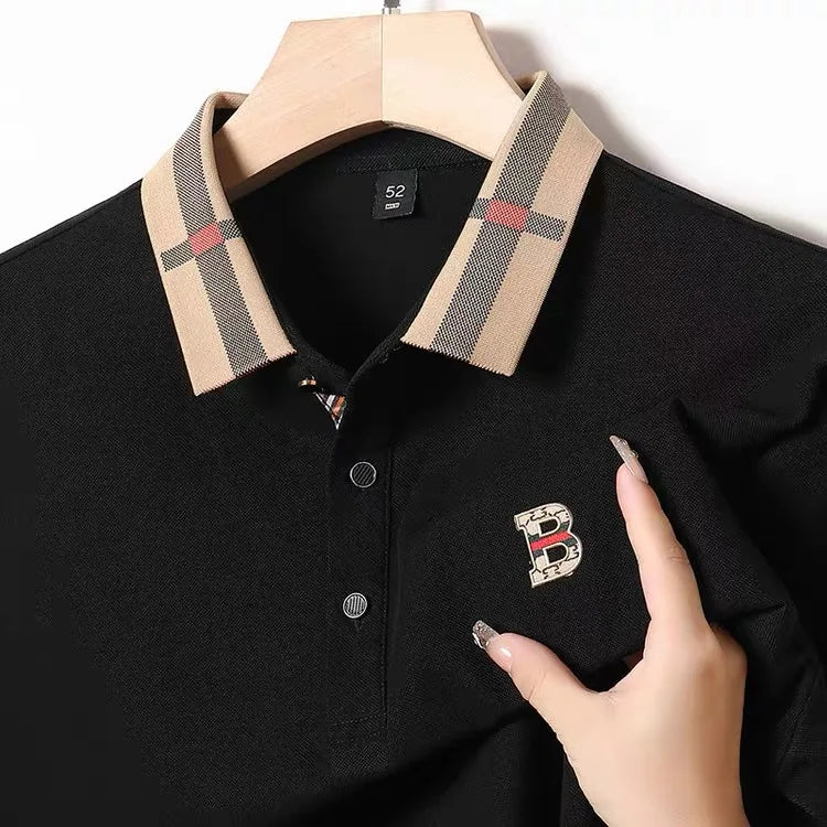 Bestselling brand summer new 100% pure cotton comfortable polo shirt fashionable men's classic letter badge casual short sleeve