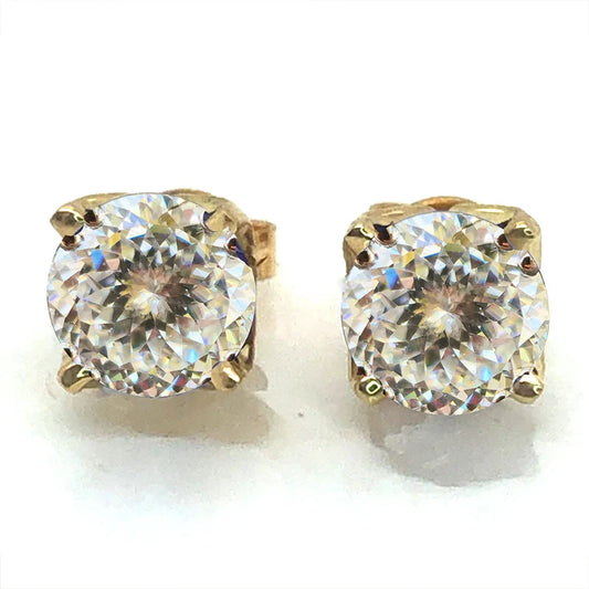 100% S925 silvery Portuguese cut D moissanite screw back 4 prong stud earring for women golden plated yellow golden plated GRA
