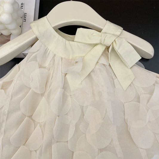 Bear Leader Girls' Dress 2023 Summer New Girls' Bow Fold Sleeveless Tank Top Dress Girls' Princess Dress Kids' Fashion Clothing