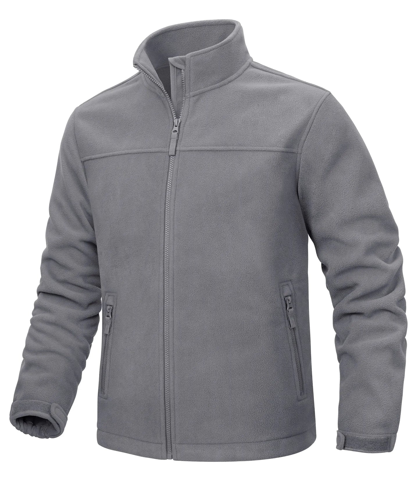 Winter Fleece Jackets Mens Full Zip Stand Up Work Jacket Coats Zipper Pockets Hiking Jacket Outdoor Windbreaker