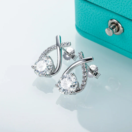 4cttw D Color Moissanite Diamond 18K Gold Plated 925 Sterling Silver Stud Earrings For Woman Gifts Wholesale
