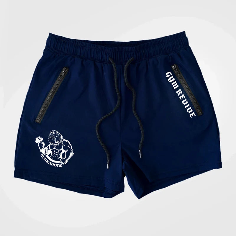 Men's Printed Shorts Summer Quick Dry Side Double Zipper Pockets Design Running Basketball Training Gym Shorts
