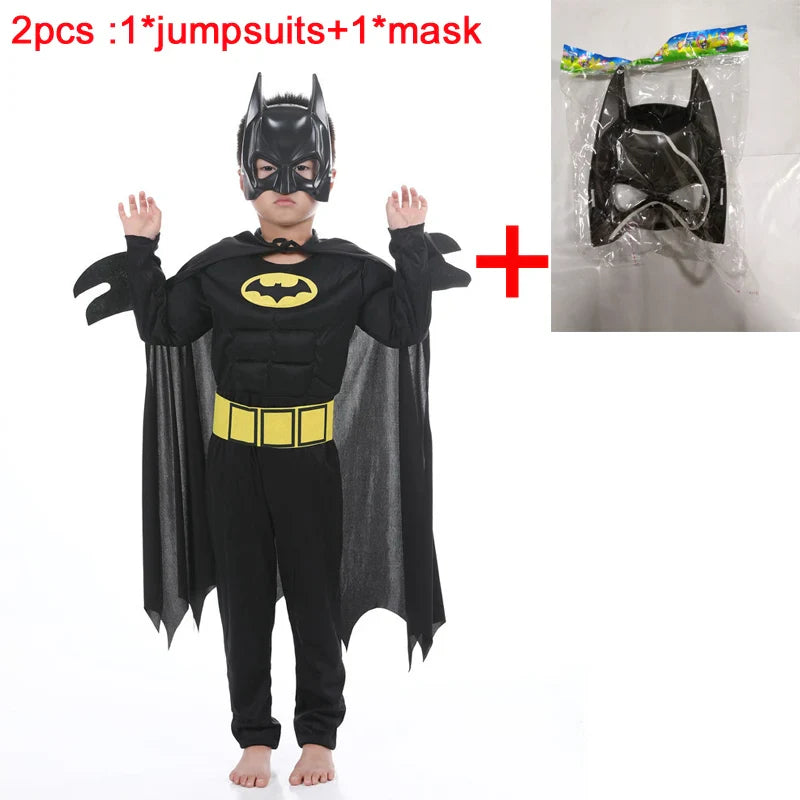 Halloween Children Boys Bat Cosplay Costume Batboy Fancy Black Superhero Cosplay Kids Costume Outfits Comic Masquerade Evening