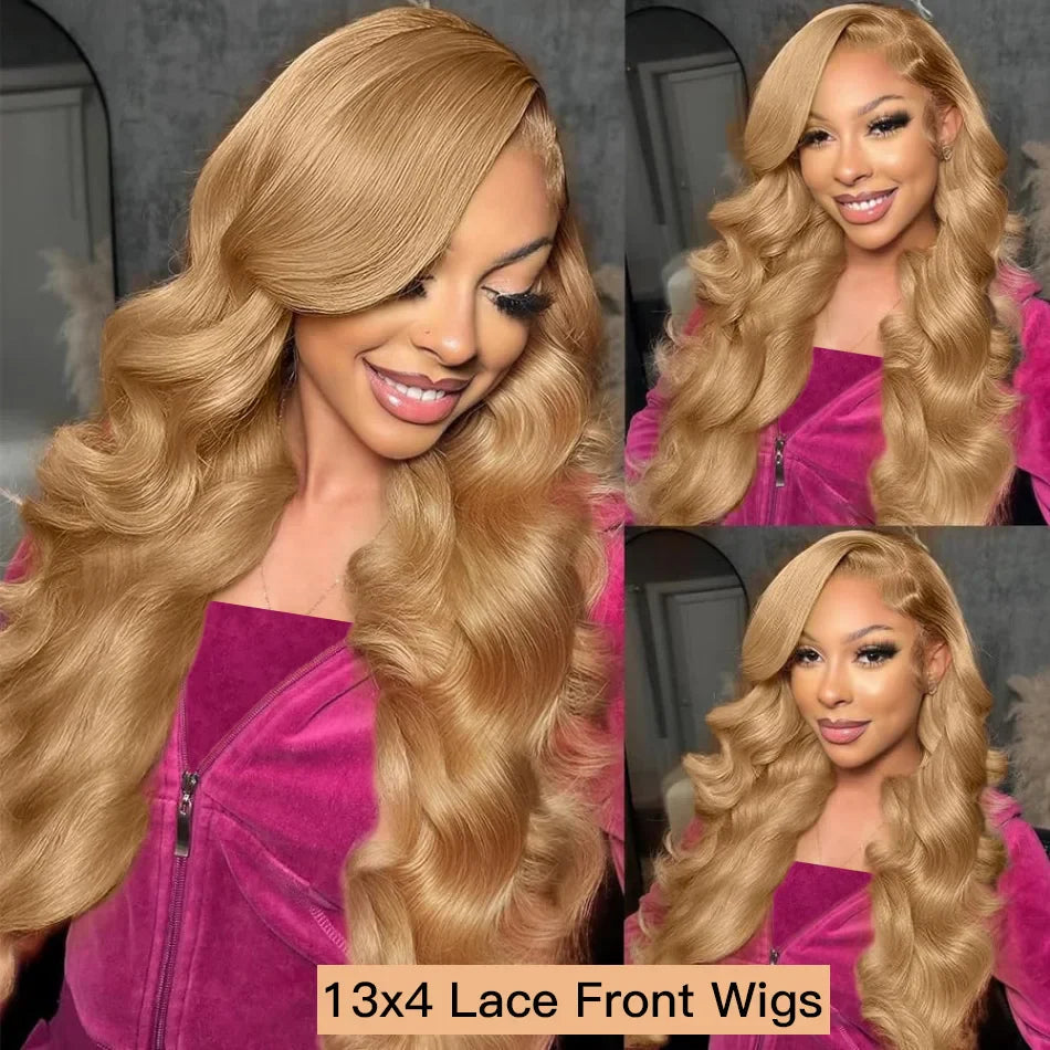 13x6 HD Lace Front Human Hair Wig 210% Density Body Wave Human Hair Wigs Colored 27# Pre Plucked Brazilian Hair