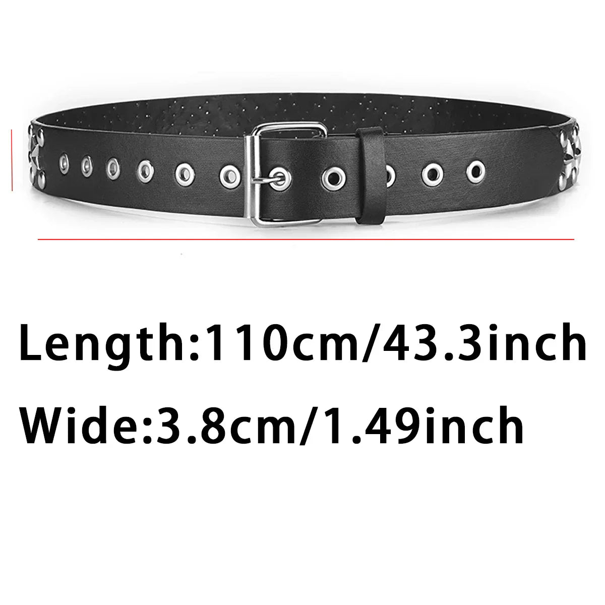 2023New Fashion Pentagram Riveted Women's Belt Punk Hip Hop Rock Jeans Men's Belt