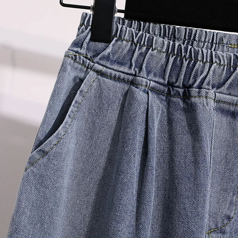 Autumn Large Size Loose Wide Leg Blue Denim Pants