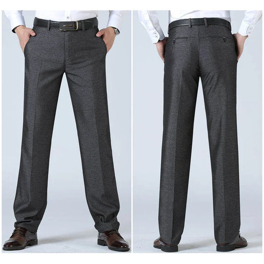 Mens Trousers Business Casual Pants Spring Summer Dress Pants Black Grey Loose Formal Suit Pants for Dad Husband