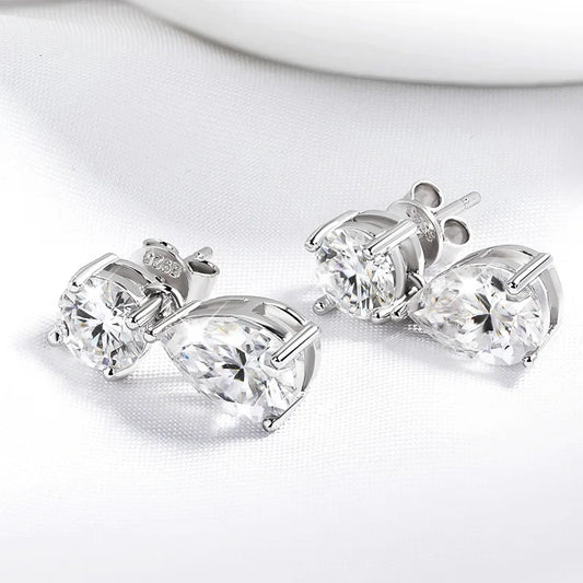 6CTTW D Color Moissanite Drop Earrings for Women Sparkling Lab Diamond 925 Sterling Silver Elegant Party Earrings