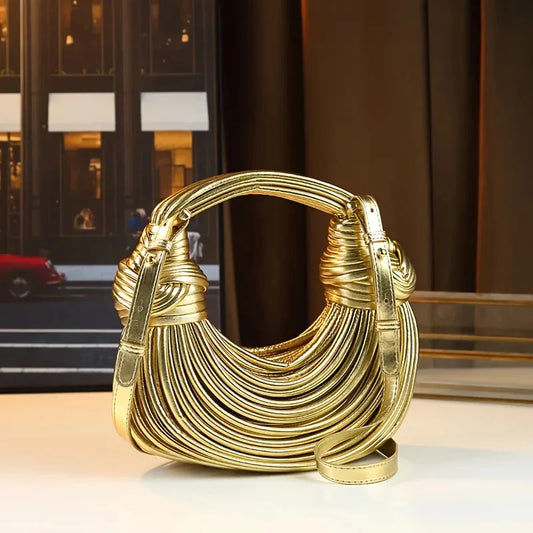 Luxury Designer Handbags Hand-woven Noodle Bag Knot Bag silver Dinner Bag