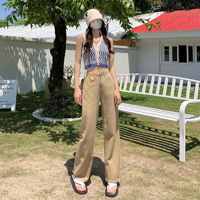 High Waist Women's Jeans Draping Slimming Long Pants