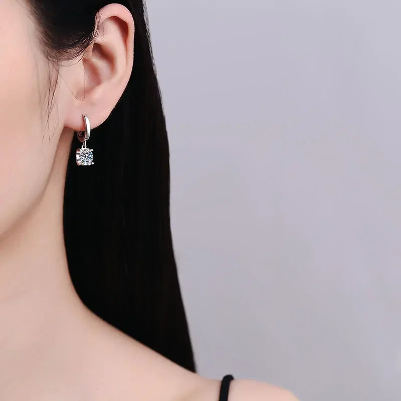 Trendy 0.5-1CT D Color Moissanite Diamond Drop Earrings for Women Ear Fine Jewelry S925 Silver Plated PT950 Earring Gift