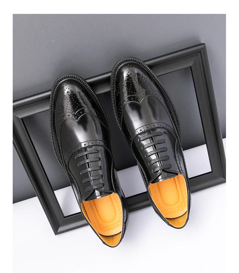 Men Suit Casual Shoes Luxury Men Brogue Dress Shoes Formal Business Leather Shoes Men Brown Wedding Italian Banquet Shoe Size 46