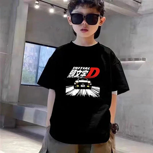 Children T-shirt+Shorts Japanese manga racing car Fashion Print Boy Girl Toddler 3-12Yrs Short-Sleeved Set refreshing Summer
