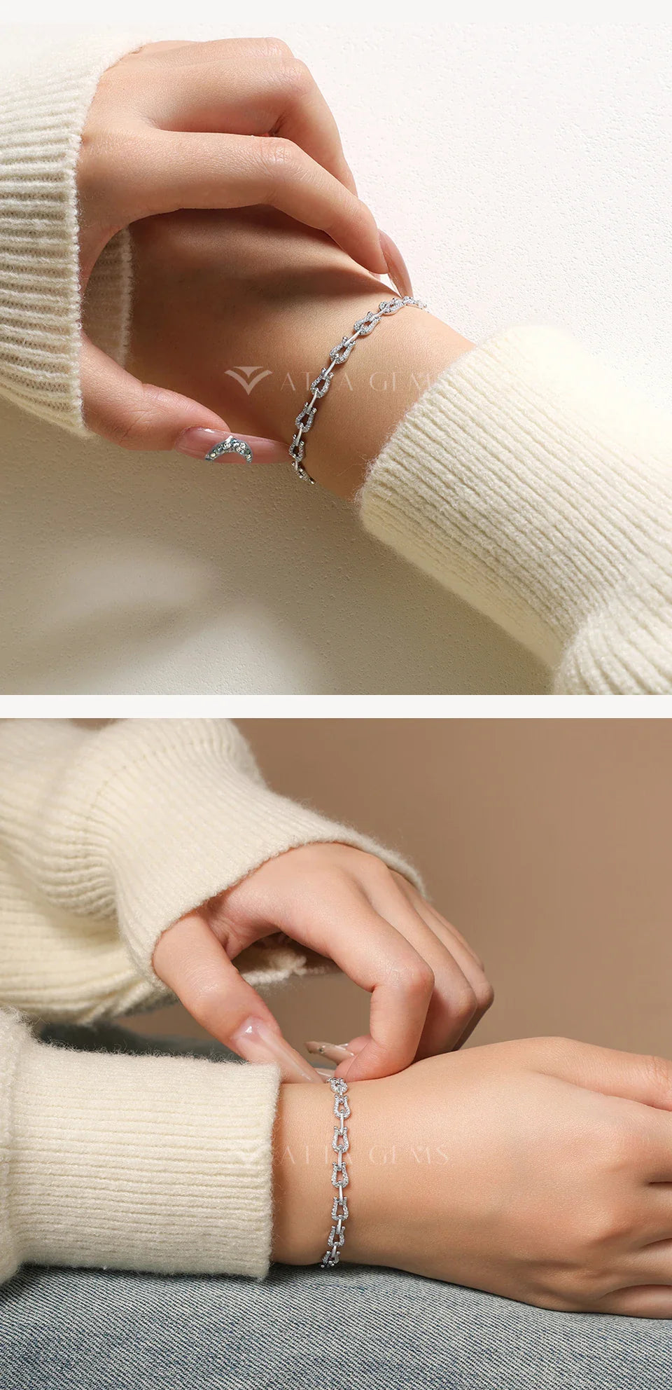 New Original Moissanite Women’s Bracelets 925 Sterling Silver Adjustable Horseshoe Bracelet NewYear Gift Party Jewelry