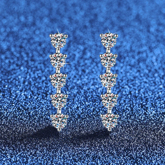 3mm Full Moissanite Earring For Women Wedding Fine Jewely 925 Sterling Sliver With White Gold Plated Party Studs Earrings