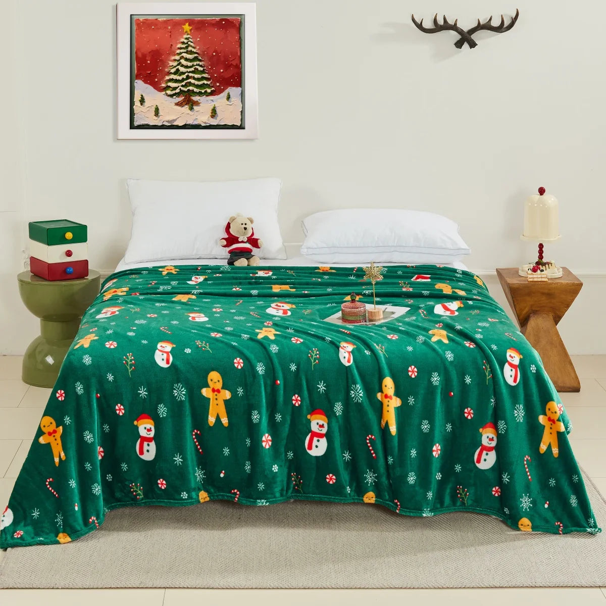Christmas Style Double-sided Velvet Blanket Queen King Size Suitable for Autumn Winter Milk Velvet Quilt Queen King Size
