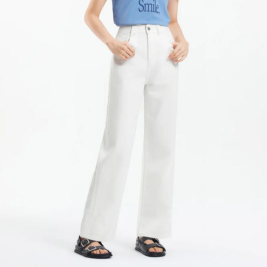 Semir Jeans Feminina Perna Larga Toque Fresco 2025 Nova Verão Calças Compridas Alongadoras de Chão Tendência para Estilo Fashion