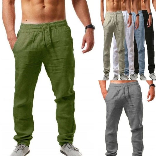 Men's cotton and linen pants, men's autumn new casual breathable solid color linen pants, fitness streetwear s-5XL