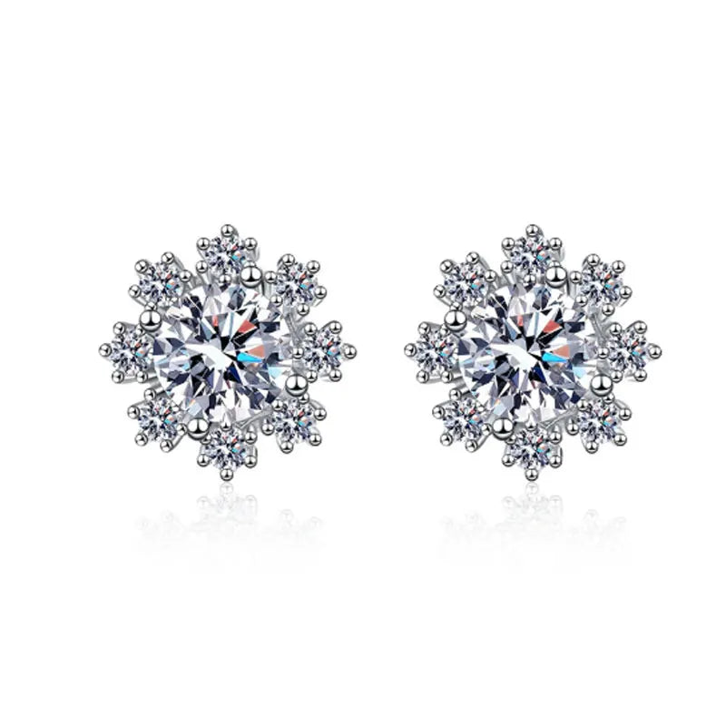 2ct Moissanite Earring s925 Sterling Sliver Plated 18k White Gold Wedding Engagement Jewelry Screw Earrings For Woman