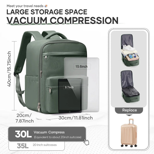 Travel Backpack Vacuum Compression Backpack with Pump, Wizzair Cabin Bag 15.6" Laptop Travel Bag,Storage Bag