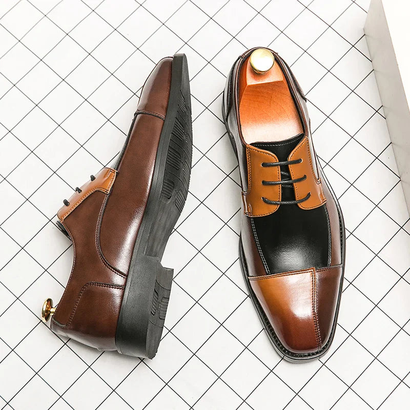 Trend Social Leather Shoes Men Classic Casual Business Leather Shoes Retro Men's Dress Shoes High Quality Office Wedding Leather
