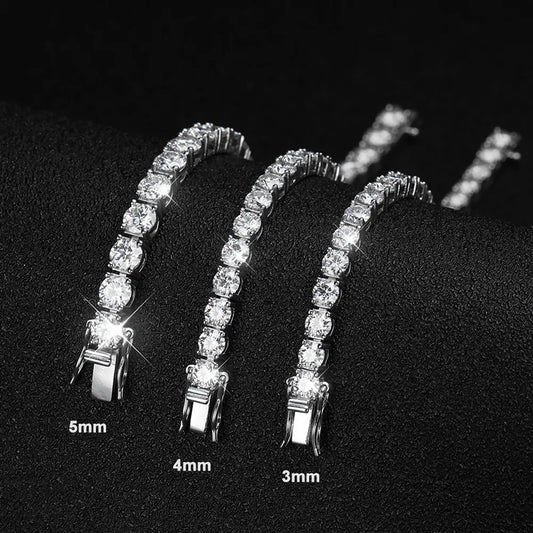 3mm 4mm 5mm Moissanite Tennis Bracelet For Women Man Gift S925 Sterling Silver Plated 18K Moissanite Hand Chain Jewelry