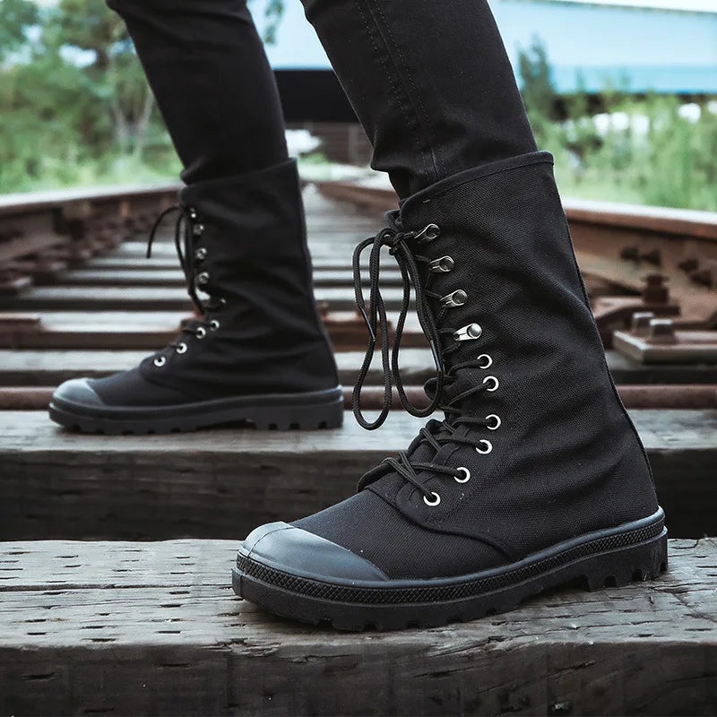 Men Boots Outdoor Fashion Men's Casual Shoes Canvas High Top Shoes Ankle Boots Black High Top Boots