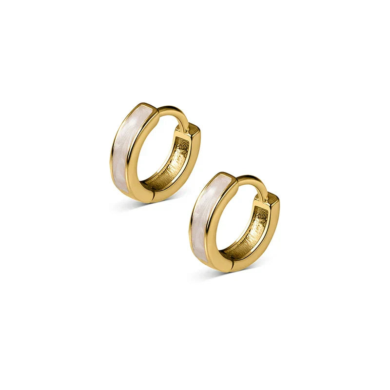 925 Sterling Silver Fashion Simple White Enamel Huggies Ear Hoop Earrings for Women Classic Gothic Punk Men Loop Jewelry