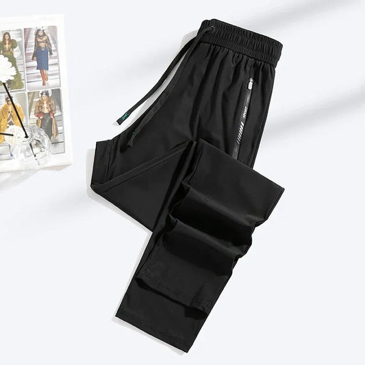 2026 Summer Ice Silk Elastic Joggers Pants for Men Women Thin Trendy Loose Sports Casual Couples Comfortable Straight Leg Tights
